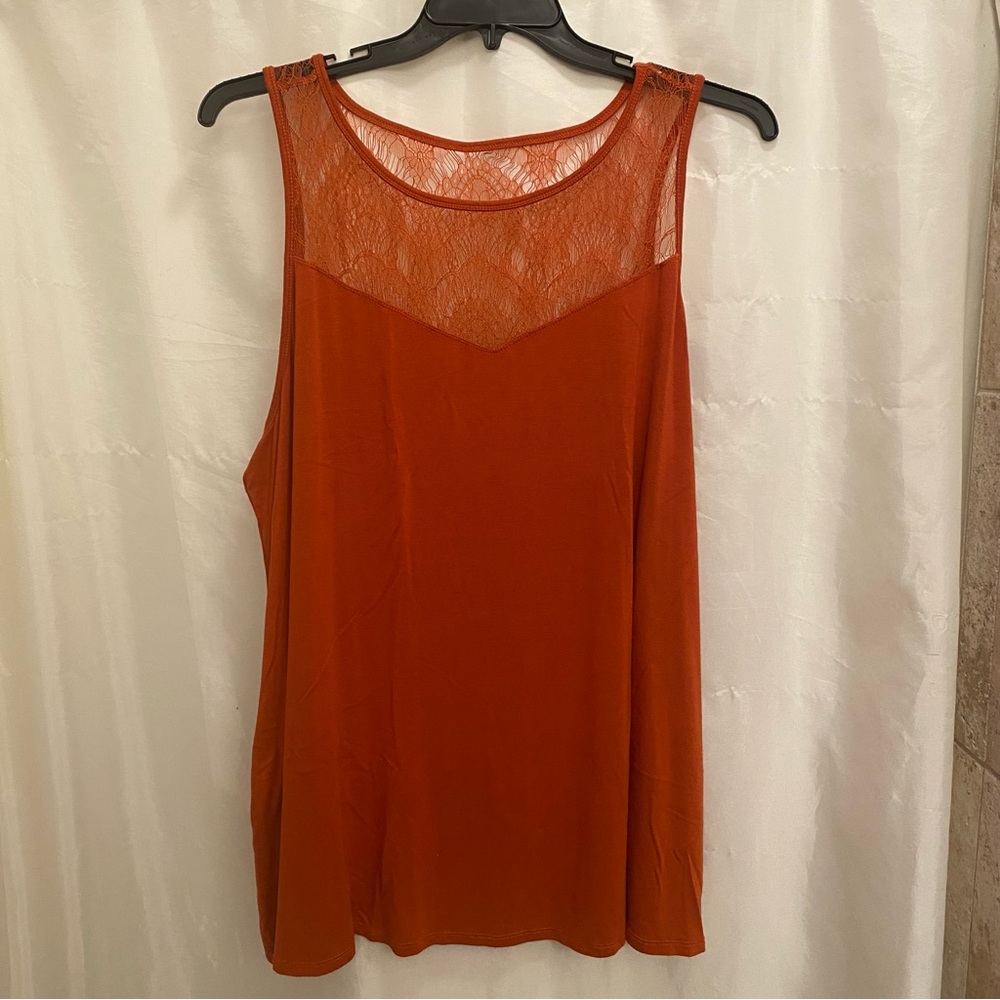 Torrid 3 (3XL) Burnt Orange Lacy Tank